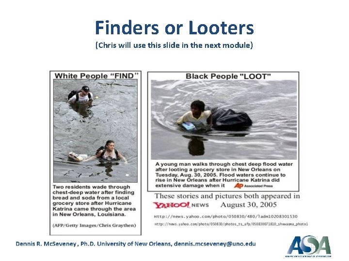 Finders or Looters (Chris will use this slide in the next module) 