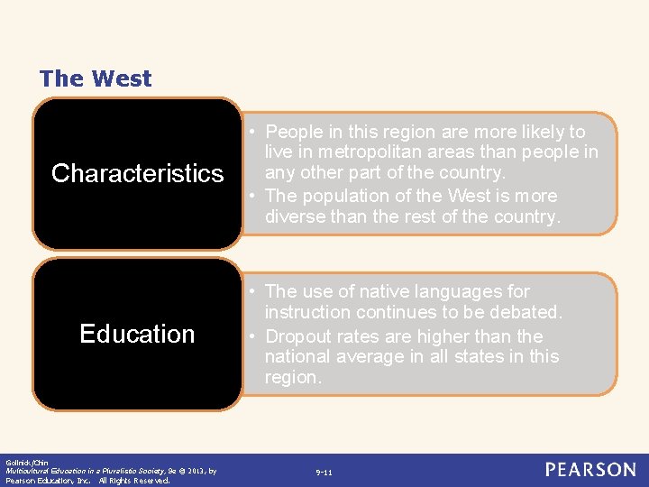 The West Characteristics Education Gollnick/Chin Multicultural Education in a Pluralistic Society, 9 e ©