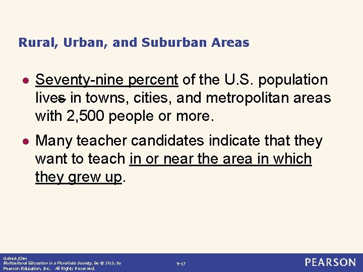 Rural, Urban, and Suburban Areas l Seventy-nine percent of the U. S. population lives