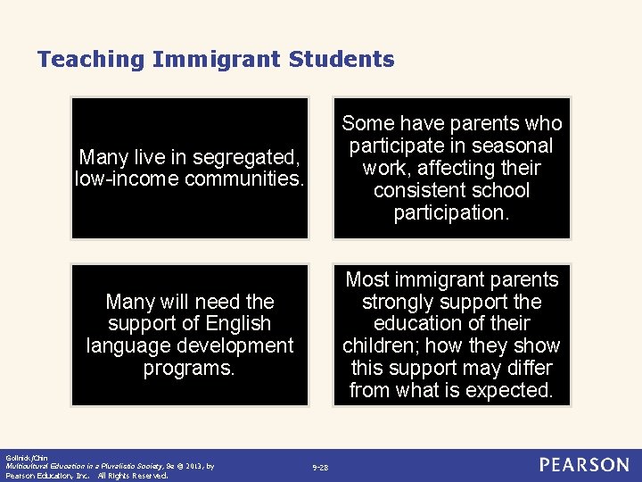 Teaching Immigrant Students Many live in segregated, low-income communities. Some have parents who participate