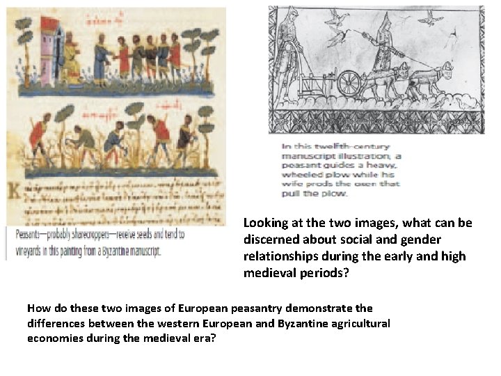 Looking at the two images, what can be discerned about social and gender relationships