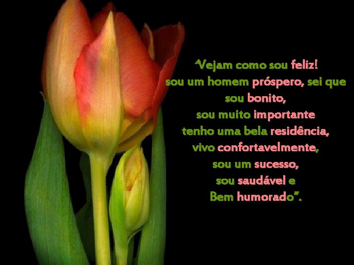 “Vejam como sou feliz! sou um homem próspero, sei que sou bonito, sou muito