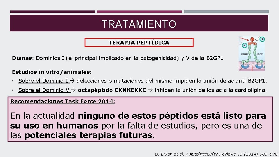 TRATAMIENTO TERAPIA PEPTÍDICA Dianas: Dominios I (el principal implicado en la patogenicidad) y V