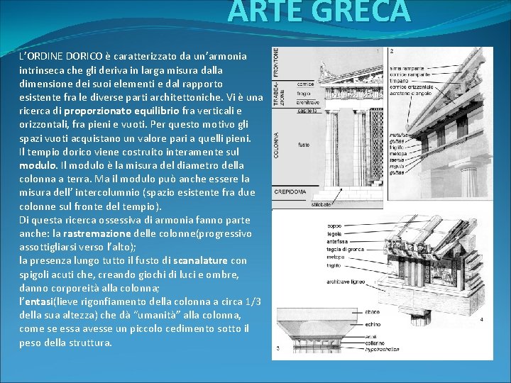 ARTE GRECA L’ORDINE DORICO è caratterizzato da un’armonia intrinseca che gli deriva in larga