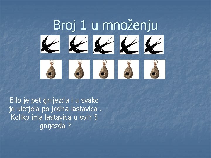 Broj 1 u množenju Bilo je pet gnijezda i u svako je uletjela po