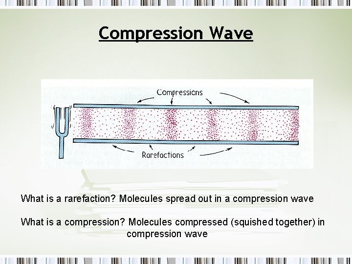 Compression Wave What is a rarefaction? Molecules spread out in a compression wave What