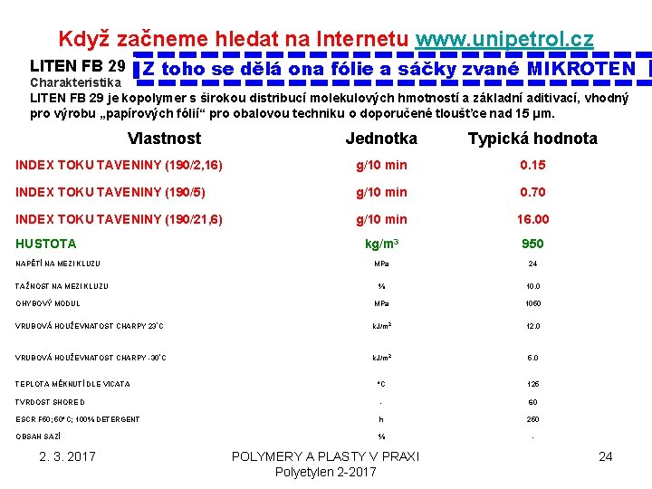 Když začneme hledat na Internetu www. unipetrol. cz Z toho se dělá ona fólie