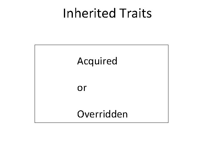 Inherited Traits Acquired or Overridden 