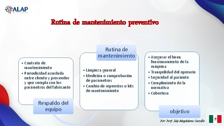 Rutina de mantenimiento preventivo Rutina de mantenimiento • Contrato de mantenimiento • Periodicidad acordada Rutina de mantenimiento preventivo Rutina de mantenimiento • Contrato de mantenimiento • Periodicidad acordada