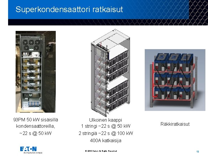 Superkondensaattori ratkaisut 93 PM 50 k. W sisäisillä kondensaattoreilla, Ulkoinen kaappi 1 stringi ~22