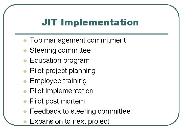 Justintime And Lean Operations Developments Of Jit And