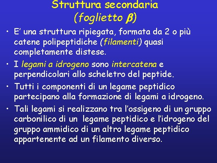 Struttura secondaria (foglietto b) • E’ una struttura ripiegata, formata da 2 o più