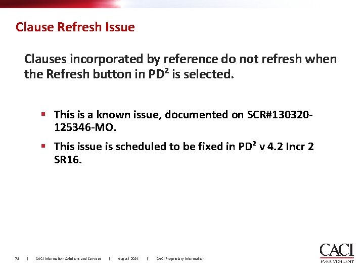 Clause Refresh Issue Clauses incorporated by reference do not refresh when the Refresh button