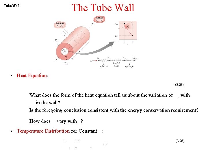 The Tube Wall • ∙ Heat Equation: (3. 23) What does the form of