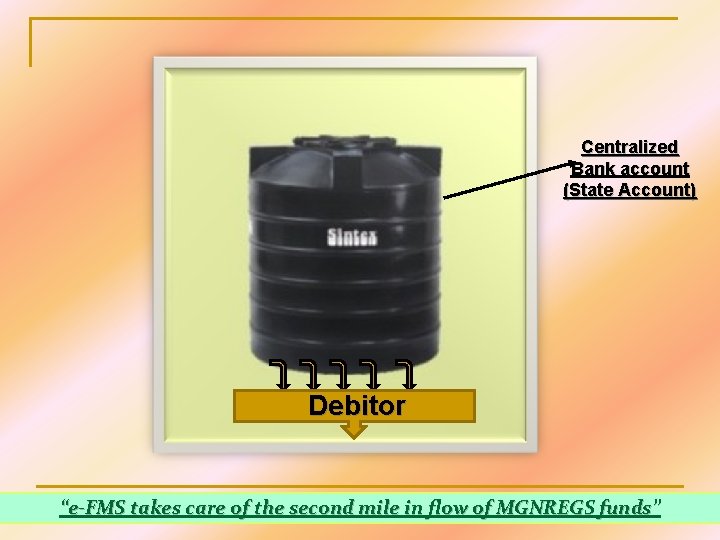 Centralized Bank account (State Account) Debitor “e-FMS takes care of the second mile in