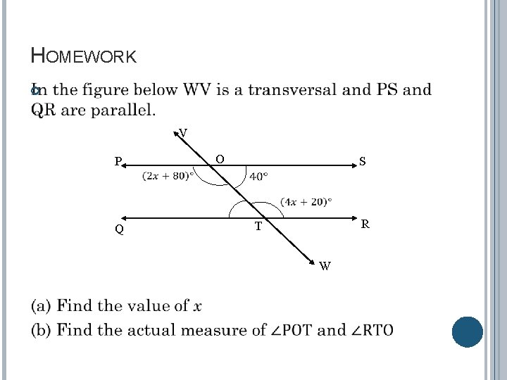 HOMEWORK V P O S Q R T W 