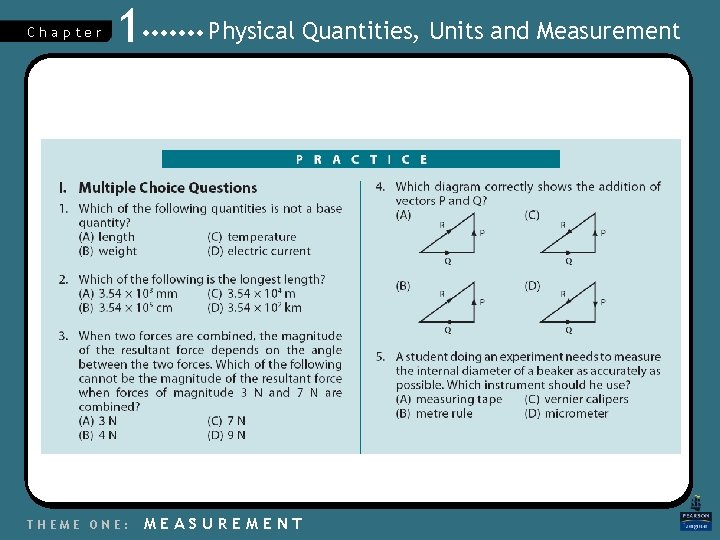 Chapter 1 THEME ONE: Physical Quantities, Units and Measurement MEASUREMENT 