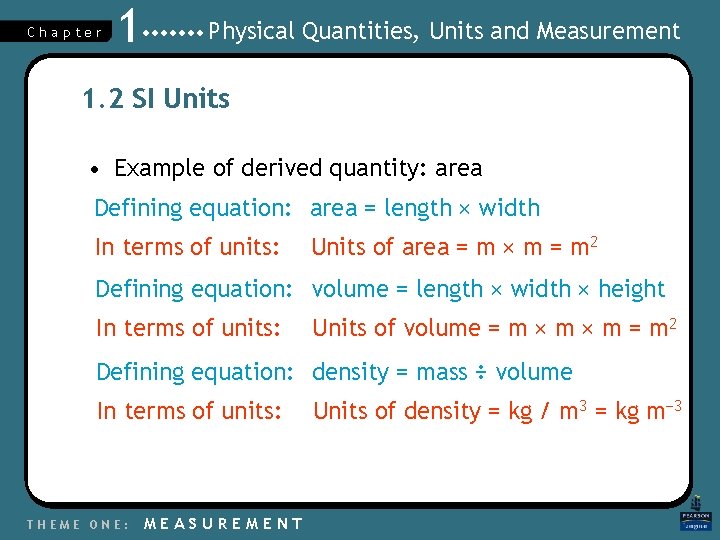 Chapter 1 Physical Quantities, Units and Measurement 1. 2 SI Units • Example of