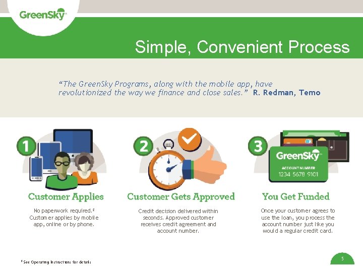 Simple, Convenient Process “The Green. Sky Programs, along with the mobile app, have revolutionized