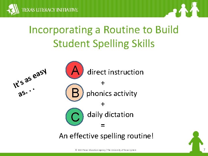 Incorporating a Routine to Build Student Spelling Skills y s a se a It’s.