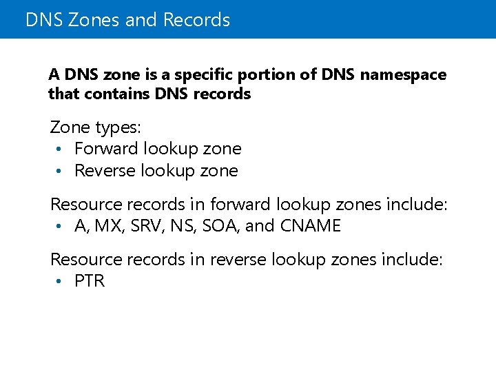 DNS Zones and Records A DNS zone is a specific portion of DNS namespace