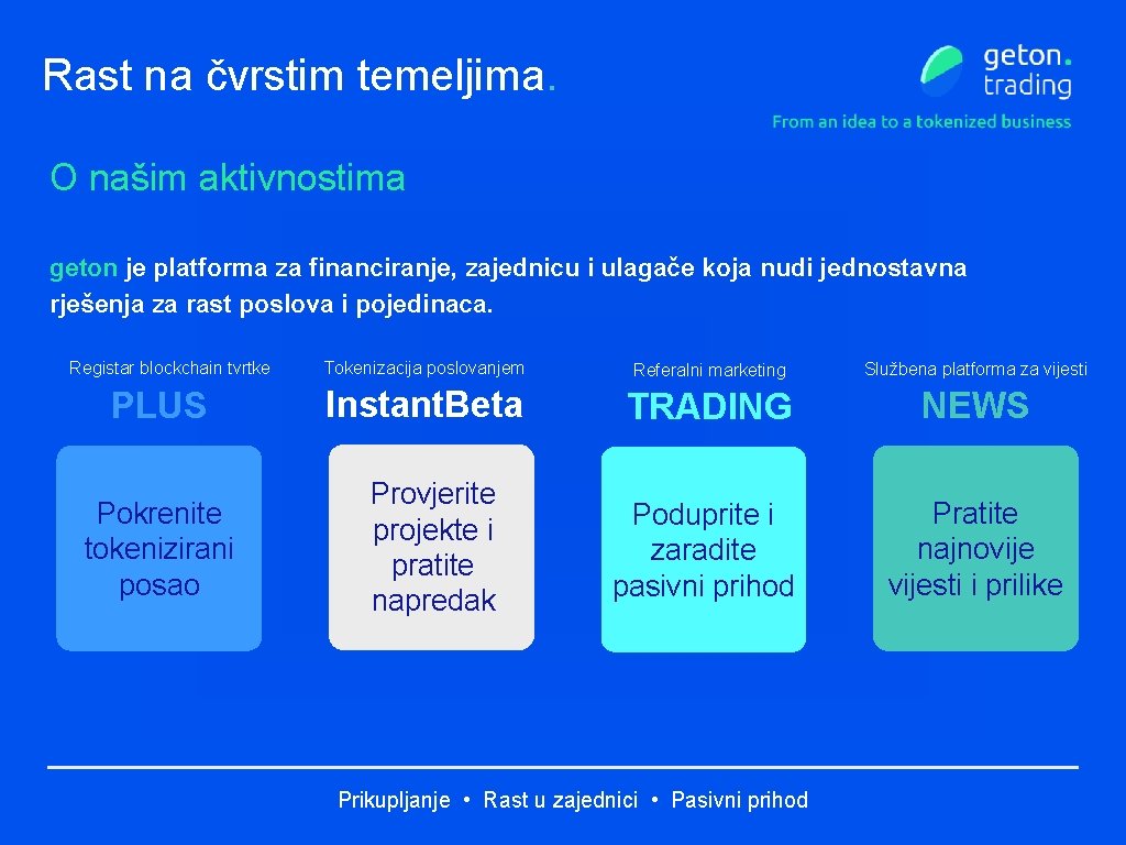 Rast na čvrstim temeljima. O našim aktivnostima geton je platforma za financiranje, zajednicu i