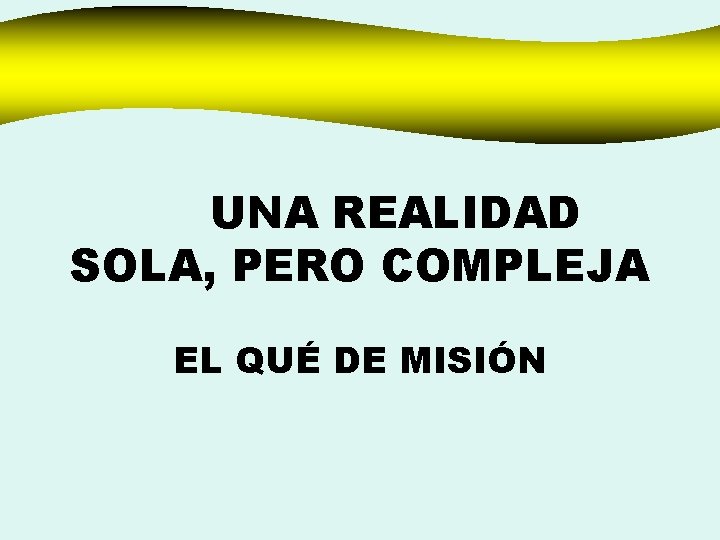 UNA REALIDAD SOLA, PERO COMPLEJA EL QUÉ DE MISIÓN 