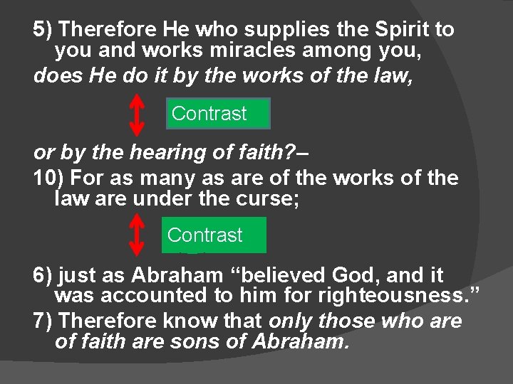 5) Therefore He who supplies the Spirit to you and works miracles among you,