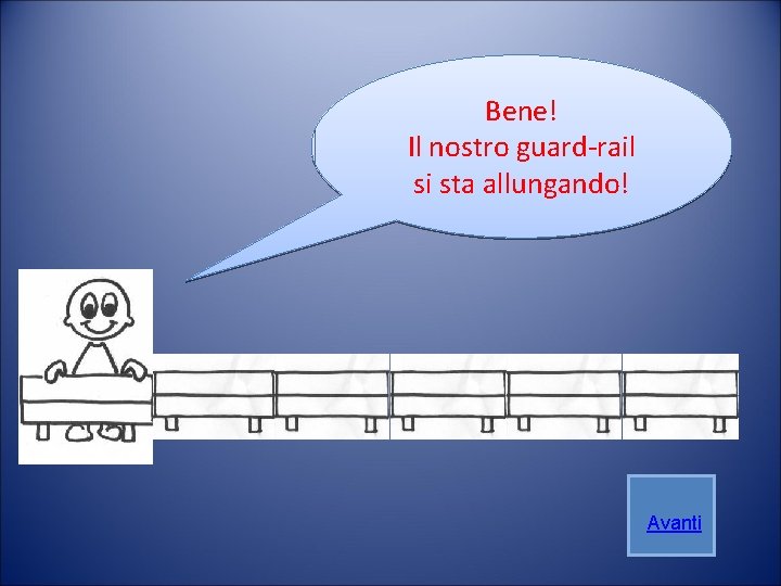 Bene! Il nostro guard-rail si sta allungando! Avanti Bene! Il nostro guard-rail si sta allungando! Avanti