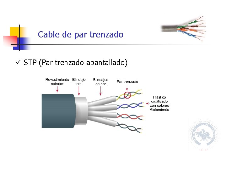 Cable de par trenzado ü STP (Par trenzado apantallado) 