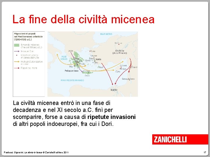 La fine della civiltà micenea La civiltà micenea entrò in una fase di decadenza