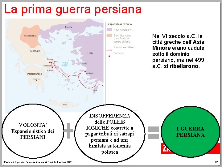 La prima guerra persiana Nel VI secolo a. C. le città greche dell’Asia Minore