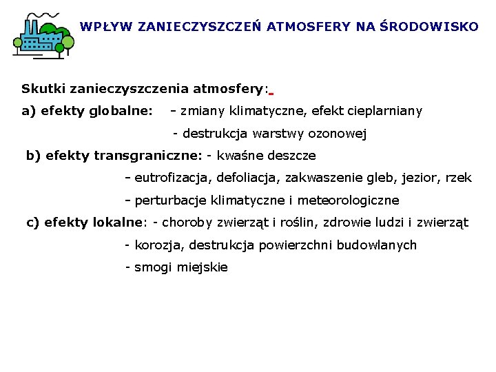 Zanieczyszczenia powietrza atmosferycznego Zanieczyszczeniem powietrza