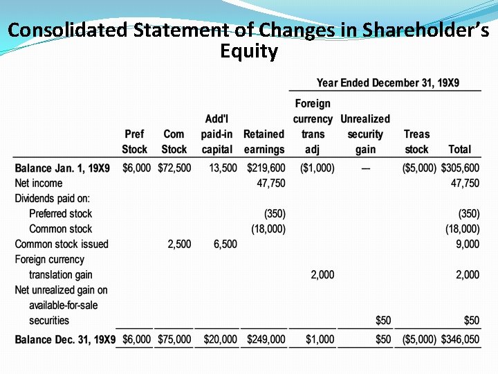 Consolidated Statement of Changes in Shareholder’s Equity 