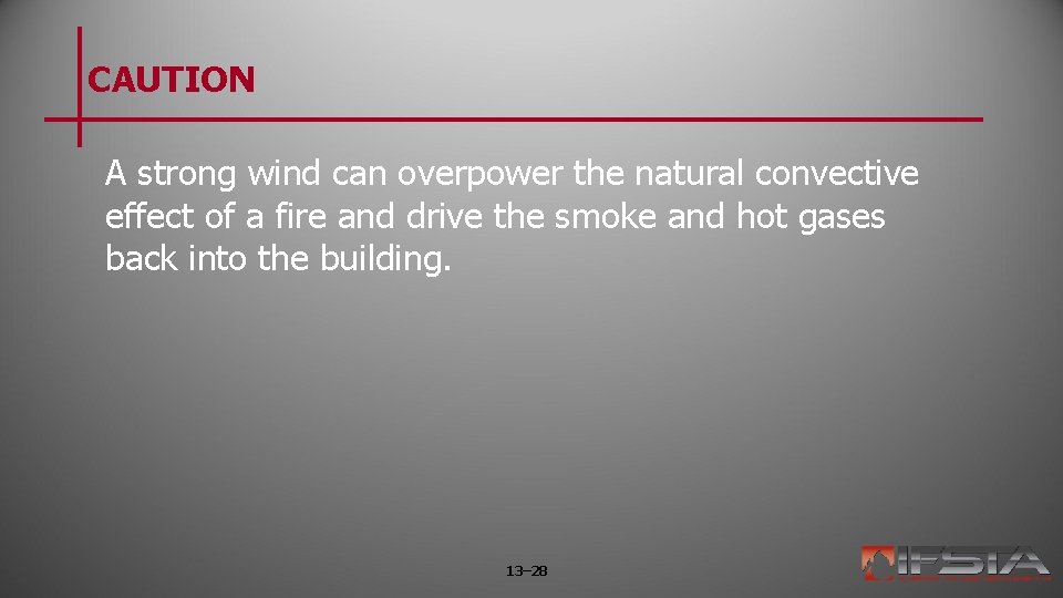CAUTION A strong wind can overpower the natural convective effect of a fire and