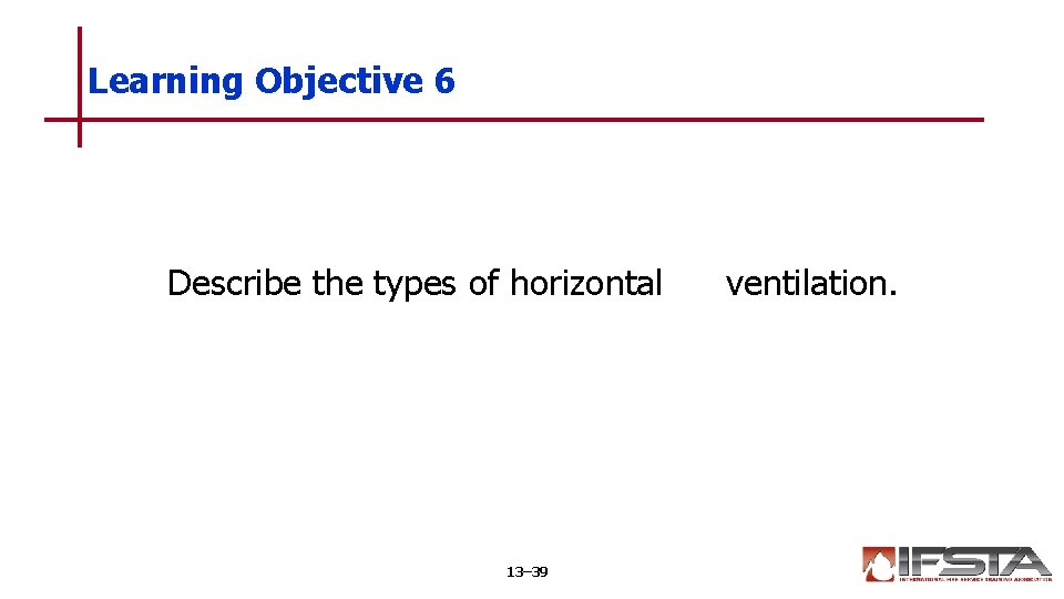 Learning Objective 6 Describe the types of horizontal 13– 39 ventilation. 