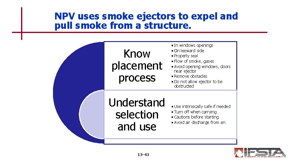 NPV uses smoke ejectors to expel and pull smoke from a structure. Know placement