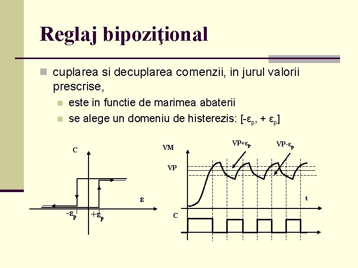 Reglaj bipoziţional n cuplarea si decuplarea comenzii, in jurul valorii prescrise, n n este