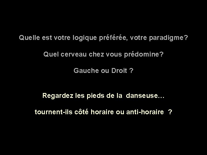 Quelle est votre logique préférée, votre paradigme? Quel cerveau chez vous prédomine? Gauche ou