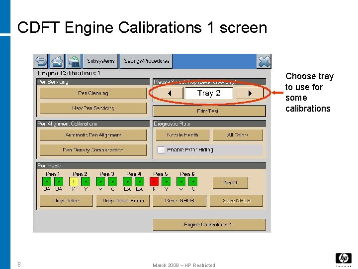 CDFT Engine Calibrations 1 screen Choose tray to use for some calibrations 8 March CDFT Engine Calibrations 1 screen Choose tray to use for some calibrations 8 March