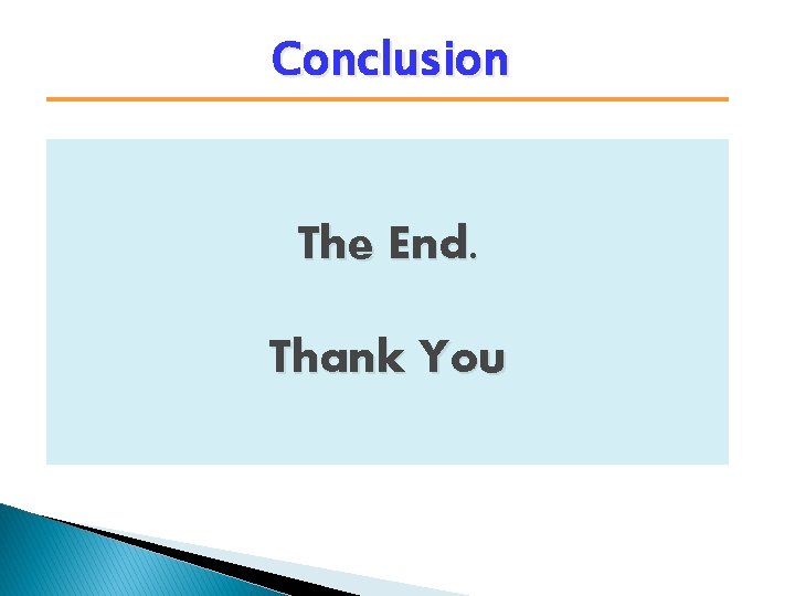 Conclusion The End. Thank You 