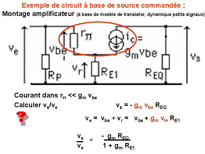 Exemple de circuit à base de source commandée : Montage amplificateur (à base de