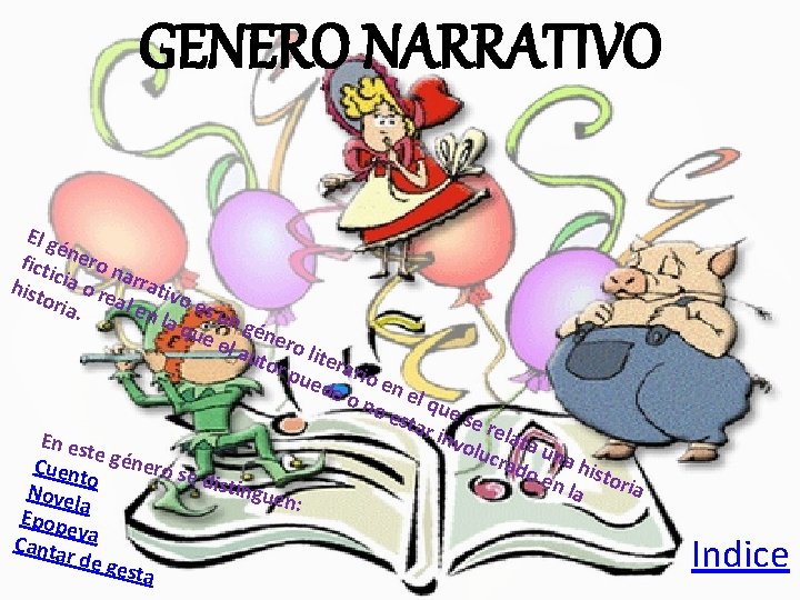 GENERO NARRATIVO E l gé fict nero n i a hist cia o re GENERO NARRATIVO E l gé fict nero n i a hist cia o re