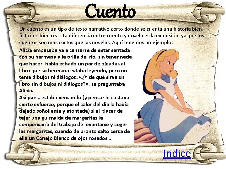 Cuento Un cuento es un tipo de texto narrativo corto donde se cuenta una Cuento Un cuento es un tipo de texto narrativo corto donde se cuenta una