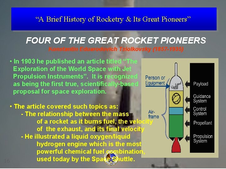“A Brief History of Rocketry & Its Great Pioneers” FOUR OF THE GREAT ROCKET
