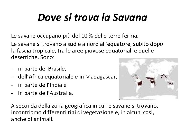 Dove si trova la Savana Le savane occupano più del 10 % delle terre