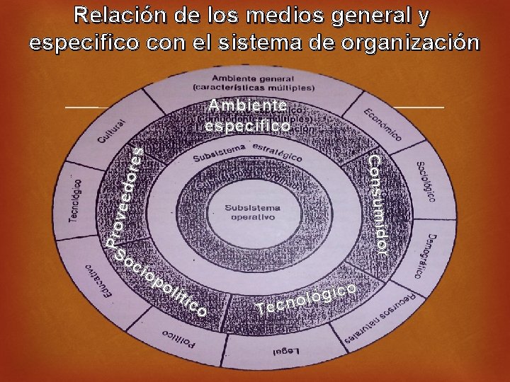 Relación de los medios general y especifico con el sistema de organización So cio