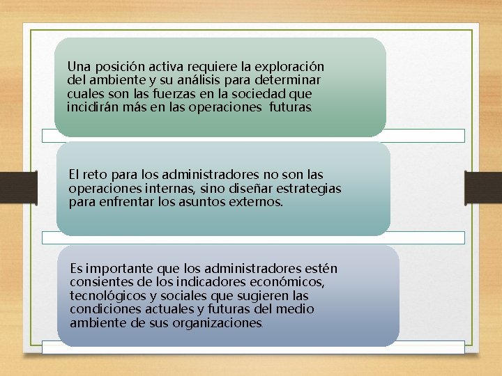 Una posición activa requiere la exploración del ambiente y su análisis para determinar cuales