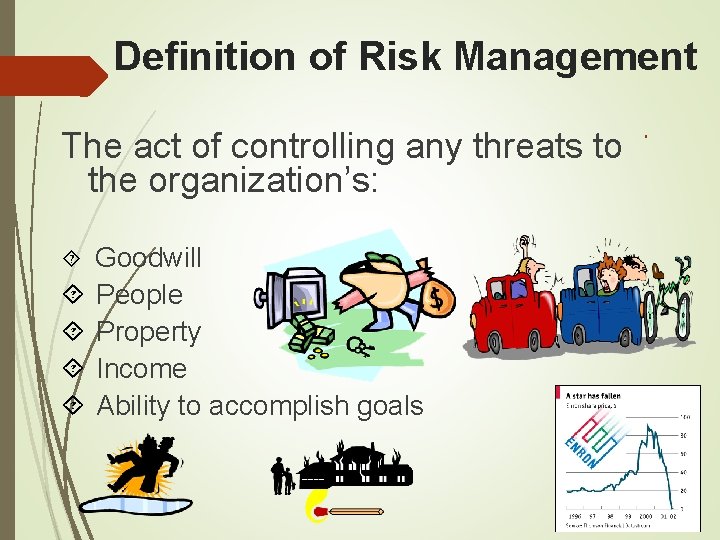 Definition of Risk Management The act of controlling any threats to the organization’s: Goodwill Definition of Risk Management The act of controlling any threats to the organization’s: Goodwill