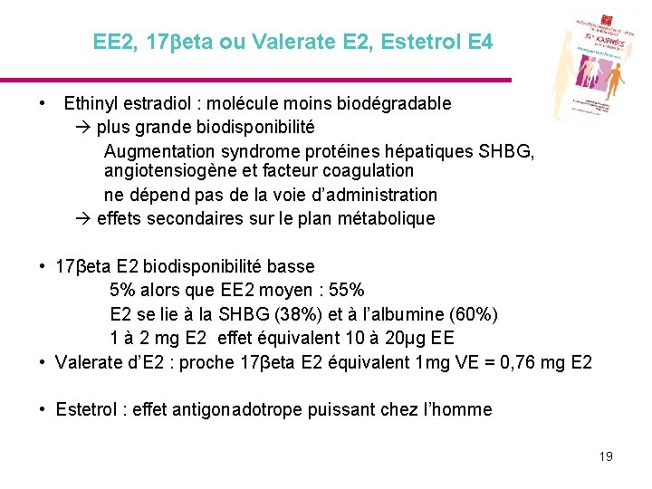 EE 2, 17 beta ou Valerate E 2, Estetrol E 4 • Ethinyl estradiol